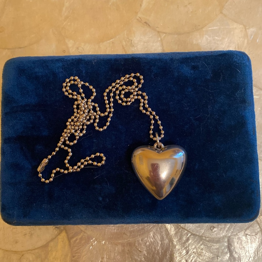 Vintage puffy heat necklace -  ball chain
